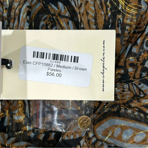 Elan Sheer Paisley Blouse with Metallic Gold NWT - Picture 4 of 5